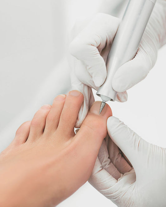 Image of a foot receiving a medical pedicure