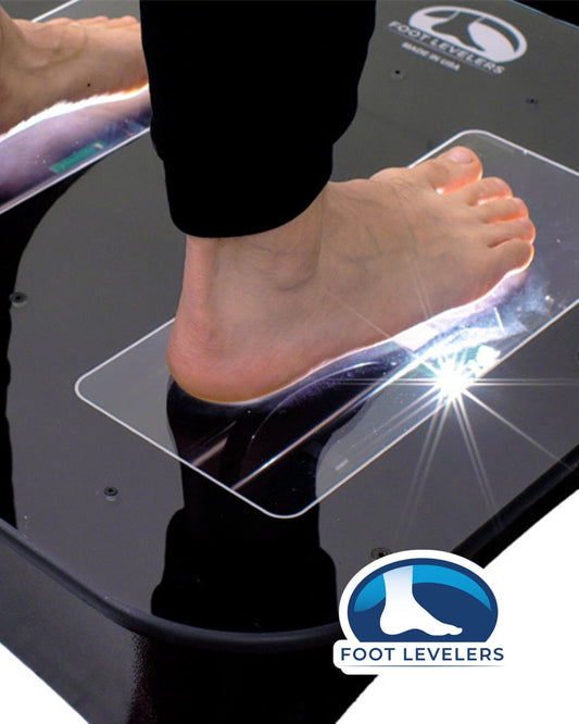 A person's foot on the Foot Levelers Scanner