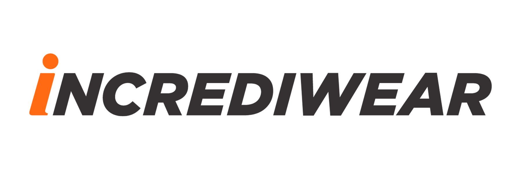 INCREDIWEAR logo with black text and orange accent on a white background
