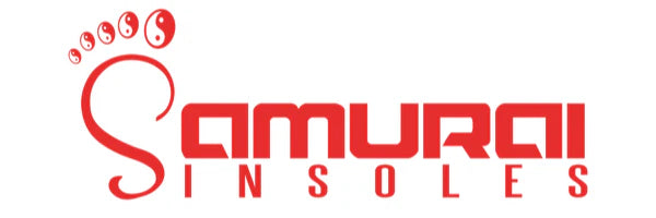 Logo of Samurai Insoles with red text on a white background